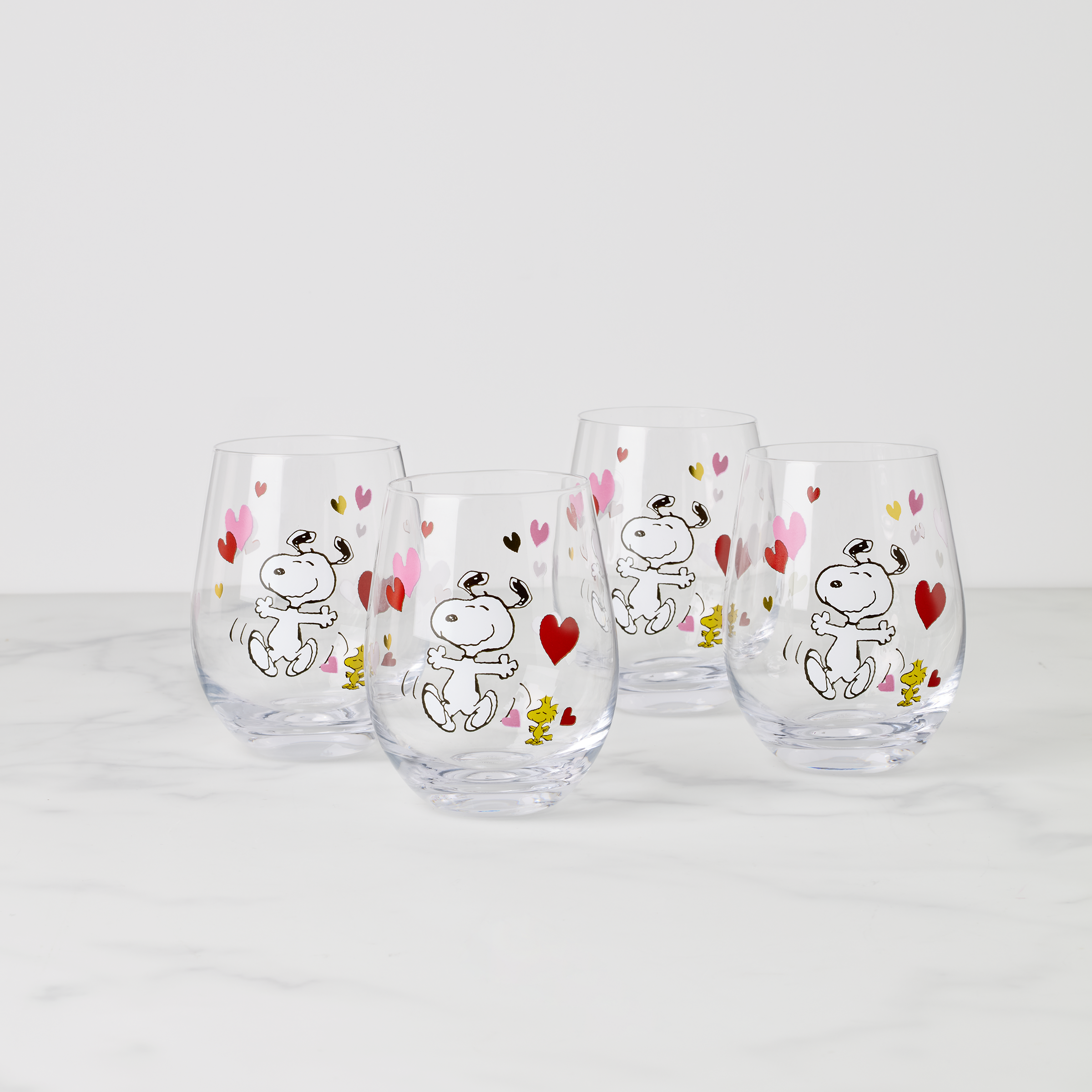 Snoopy Valentine's Day Tumblers - Set Of 4