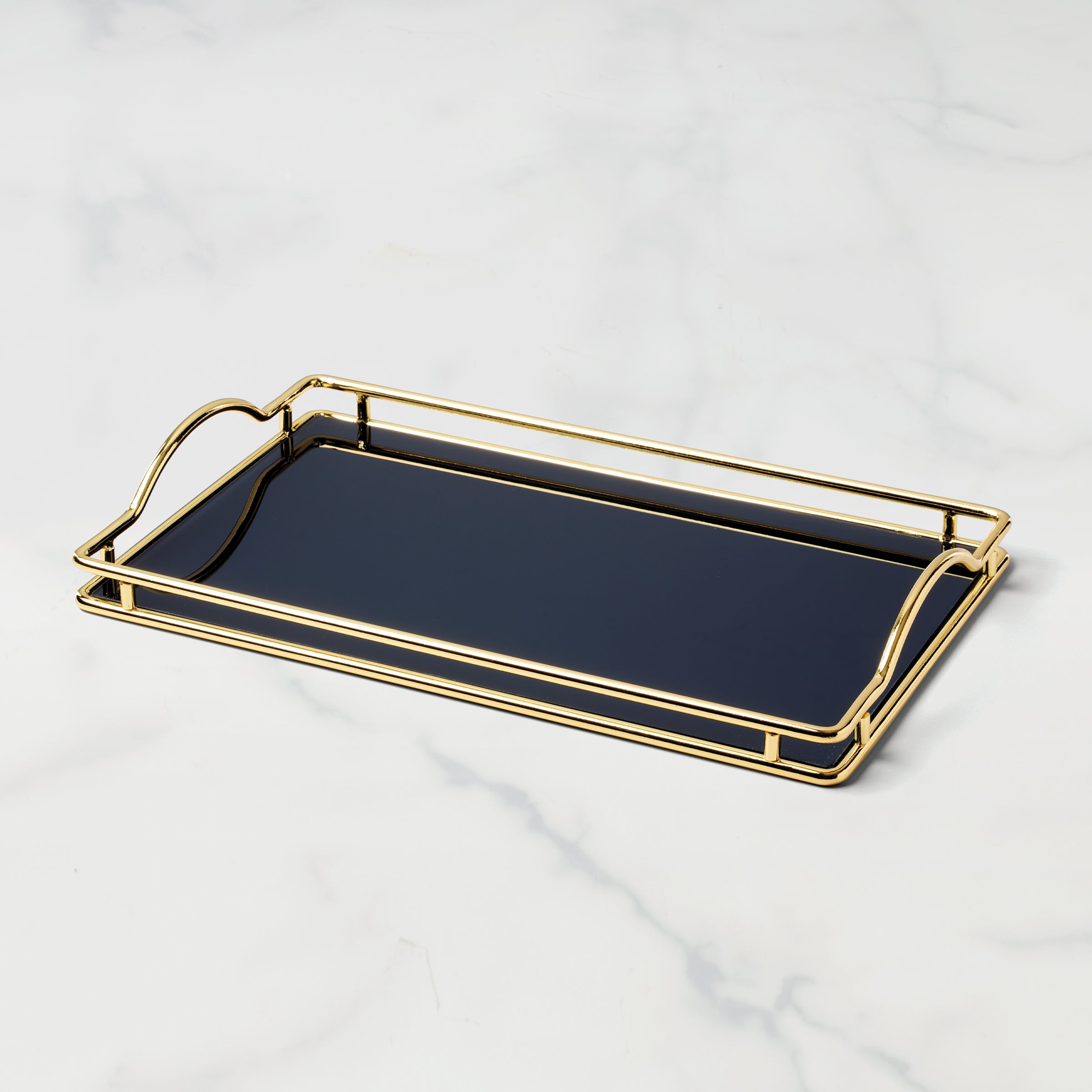 Make It Pop Navy Glass Vanity Tray