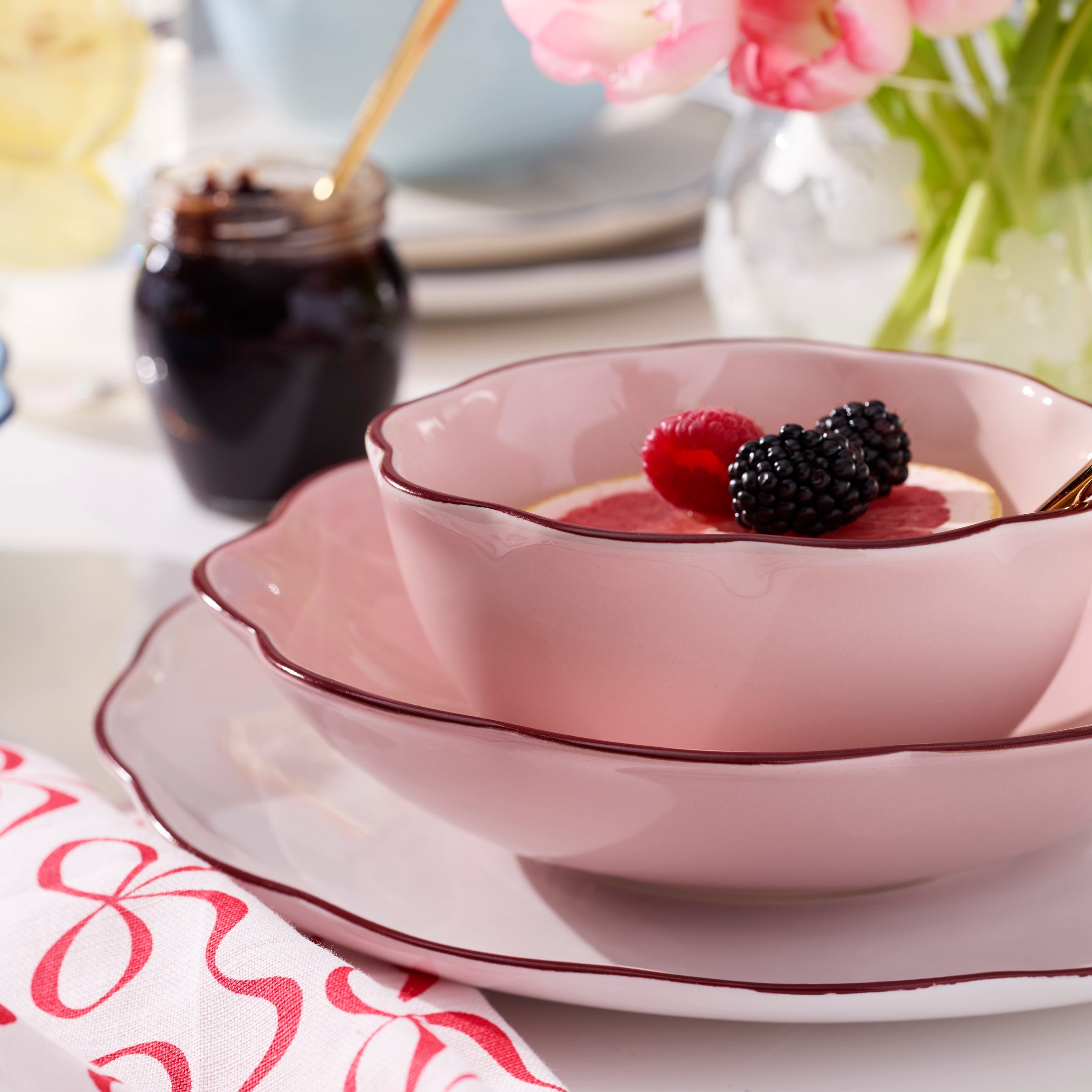 Garden Party Pink 16-Piece Dinnerware Set - Image 2