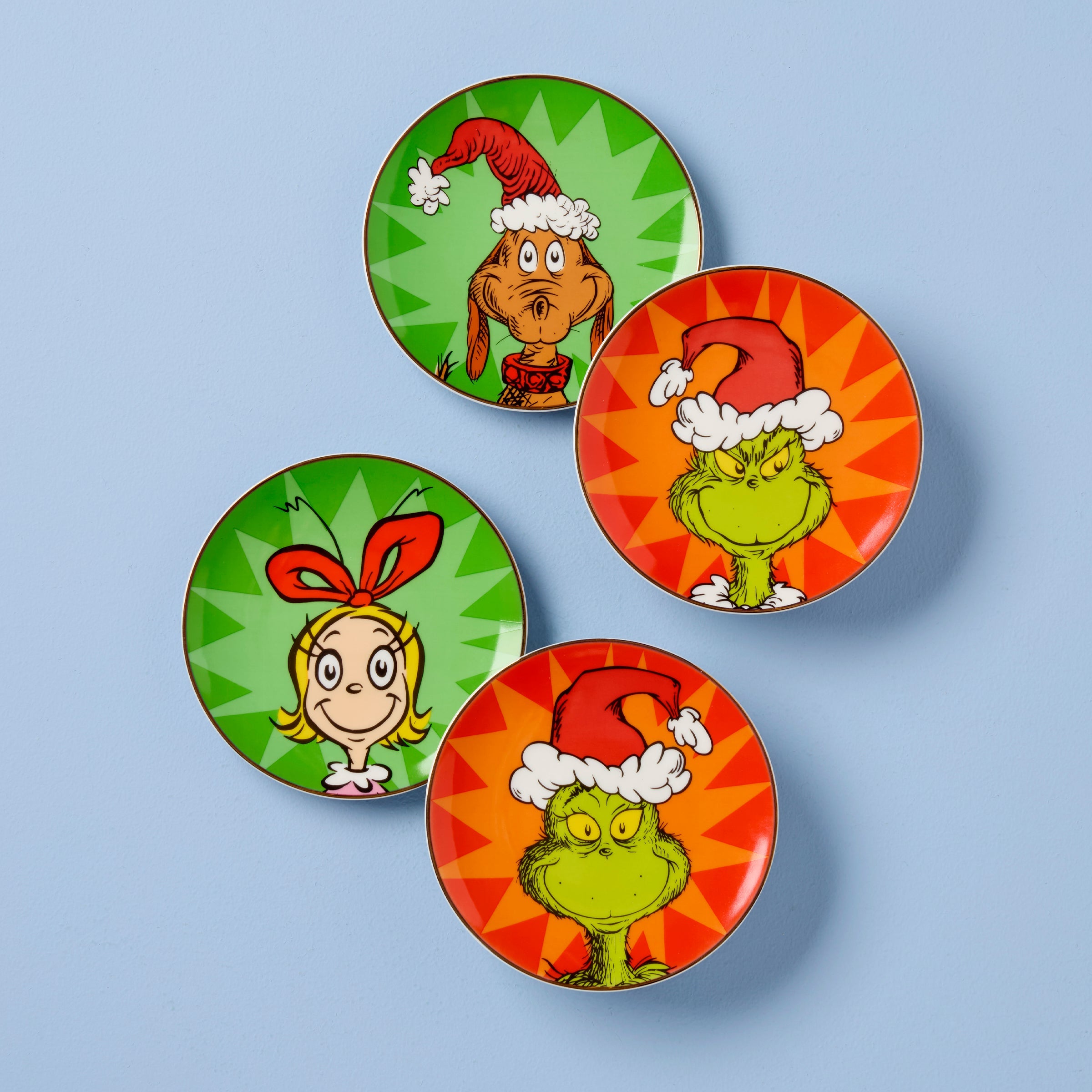 Merry Grinchmas Tidbit Plates - Set of 4
