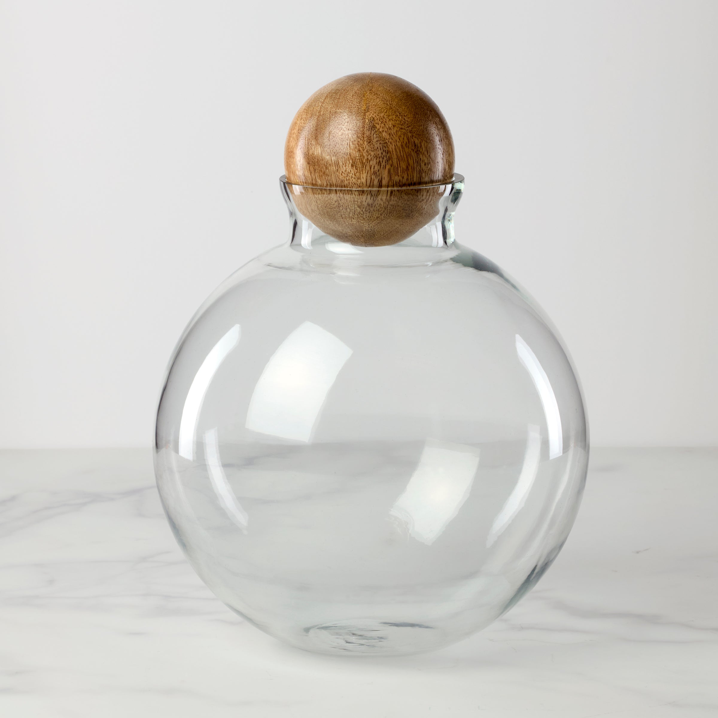 Brisbane Spherical Glass & Mango Wood Canister