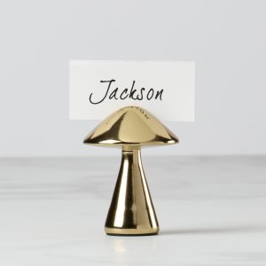 Gold Mushroom Placecard Holder