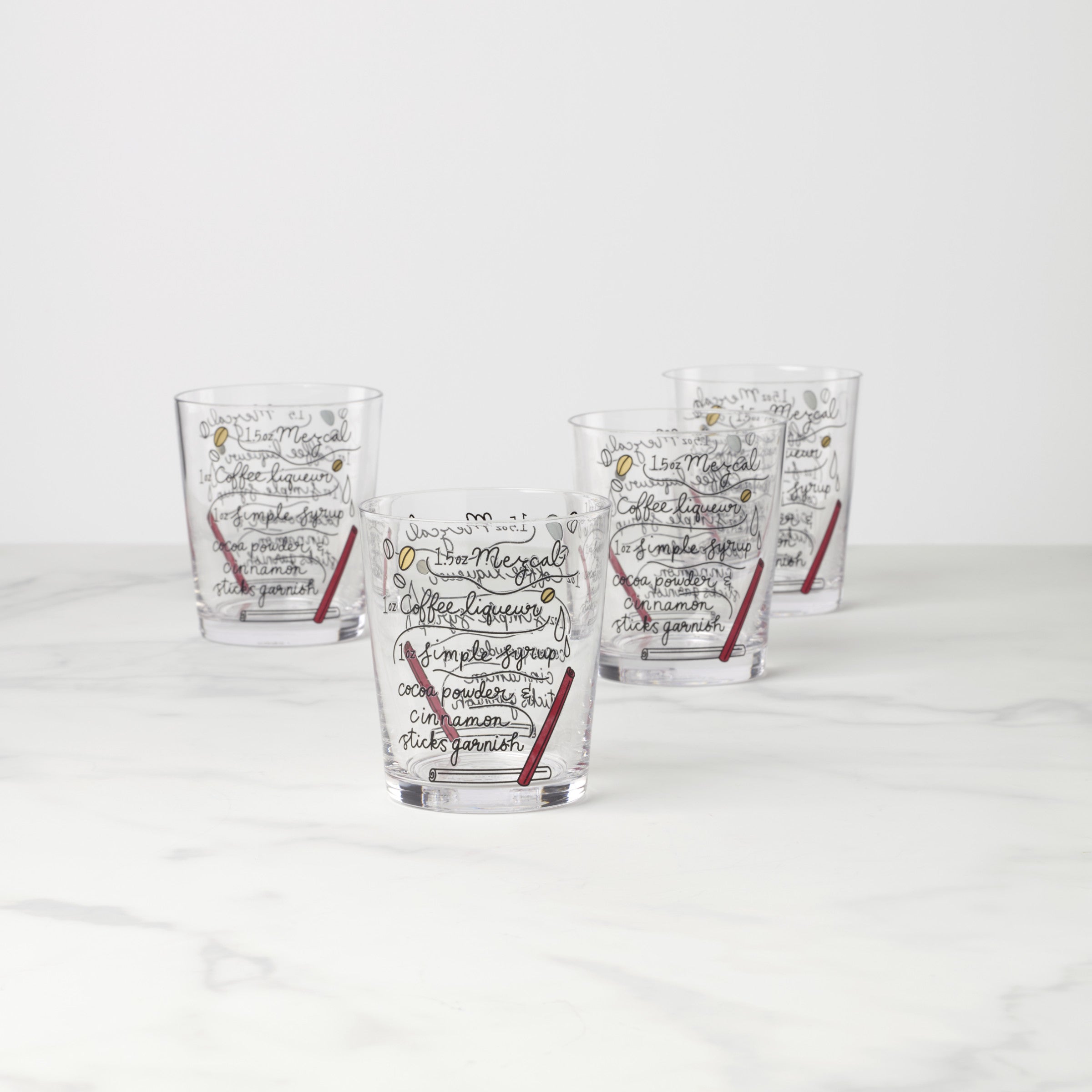 Make Merry Double Old Fashion Glasses - Set Of 4
