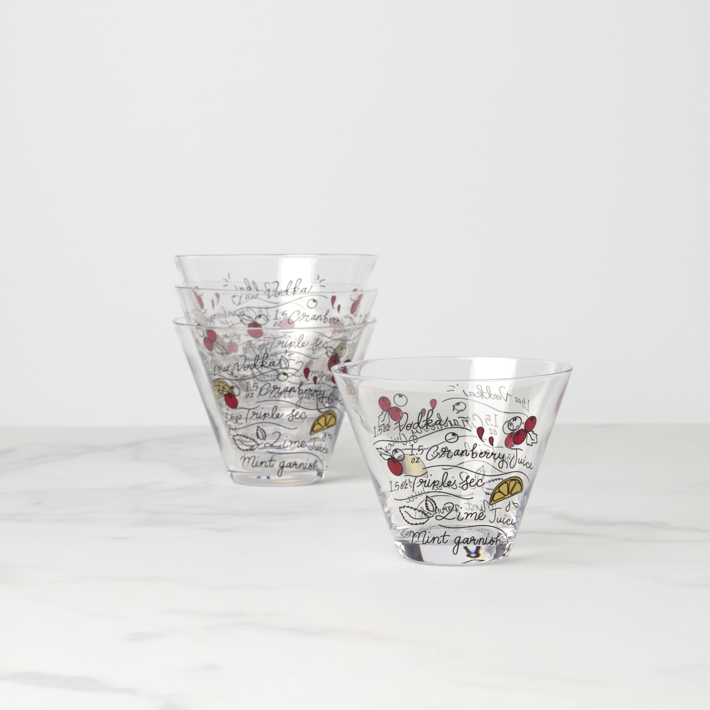 Make Merry Stemless Martini Glasses - Set Of 4