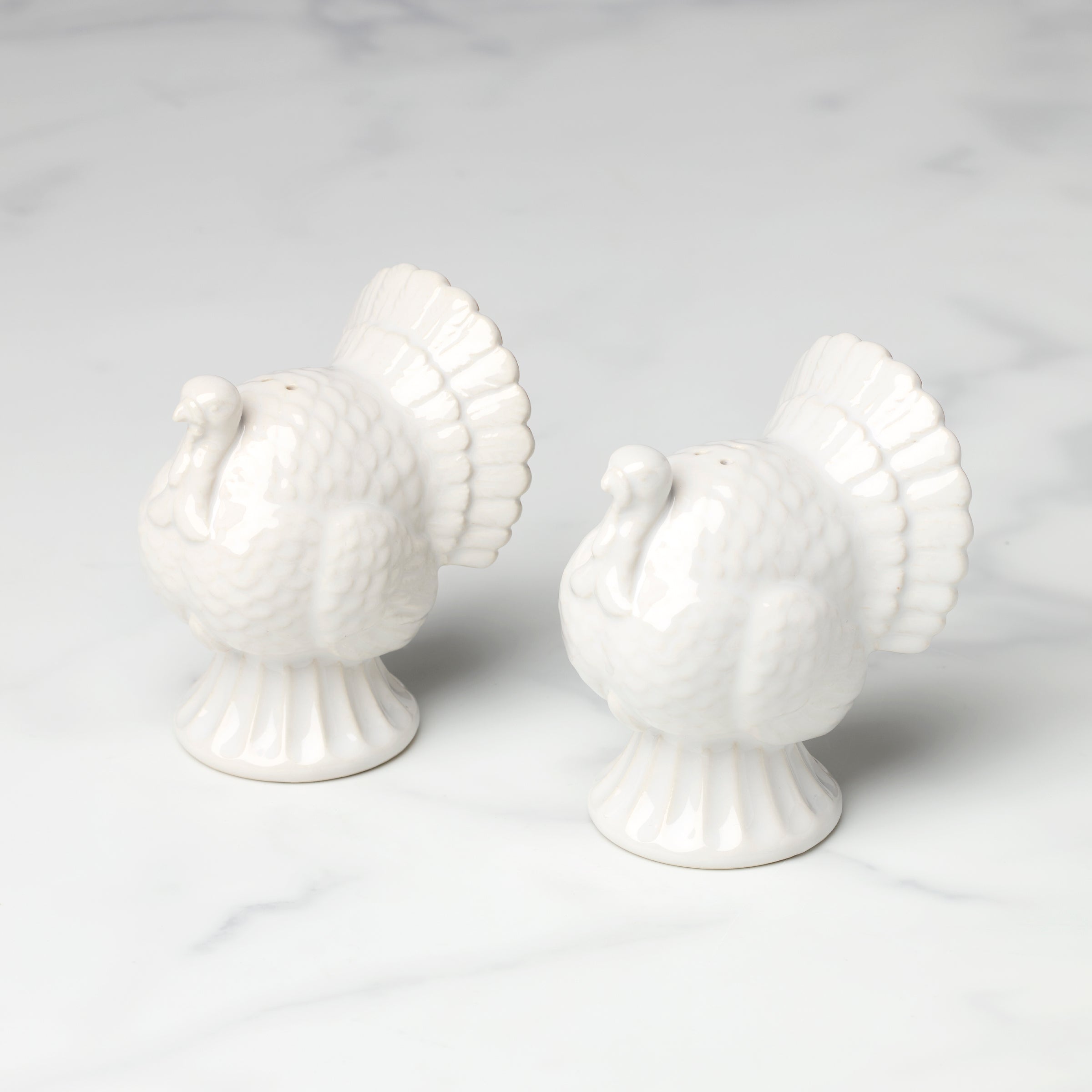 French Perle Carved Turkey Salt & Pepper Set