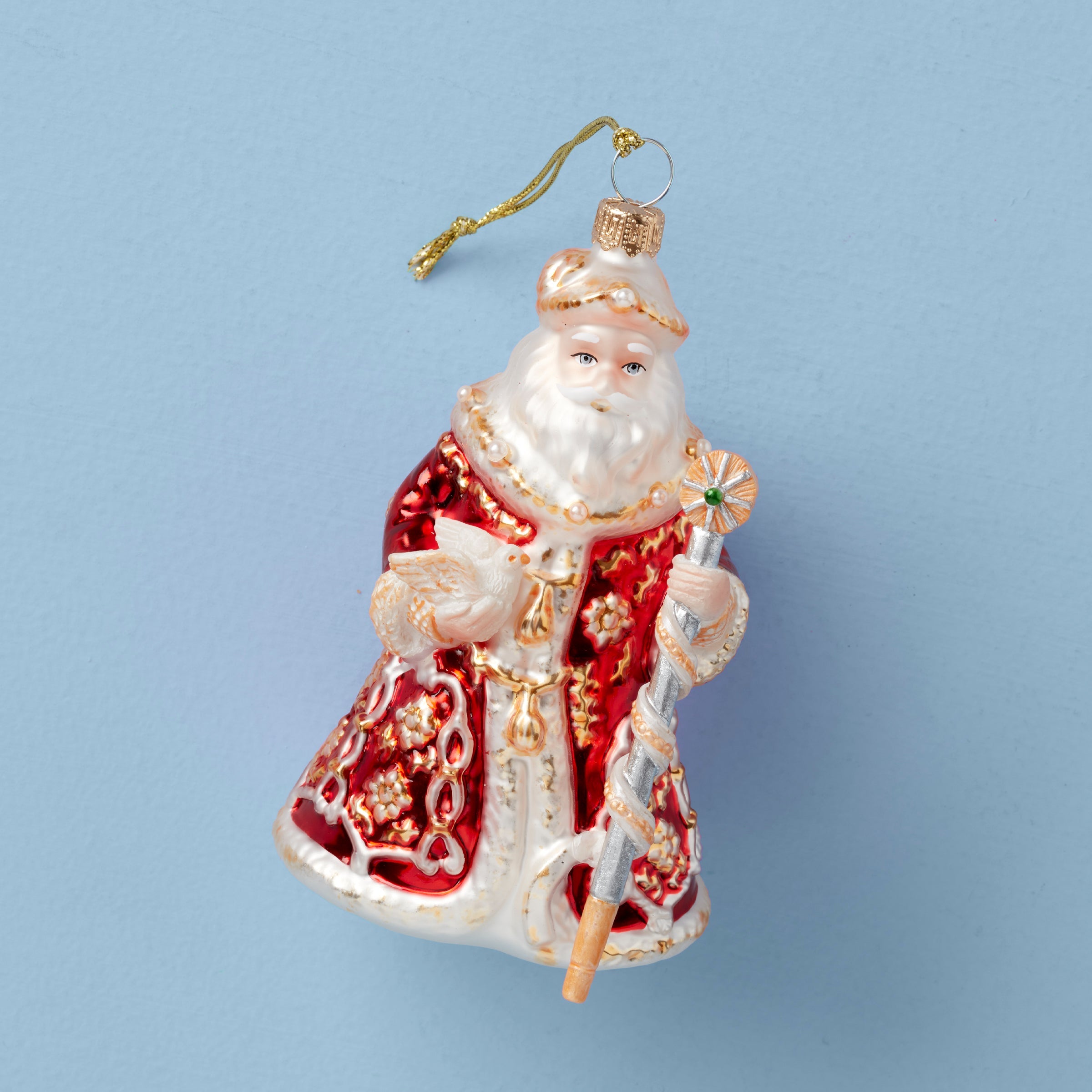 2025 Retro Blown Glass Santa Ornament