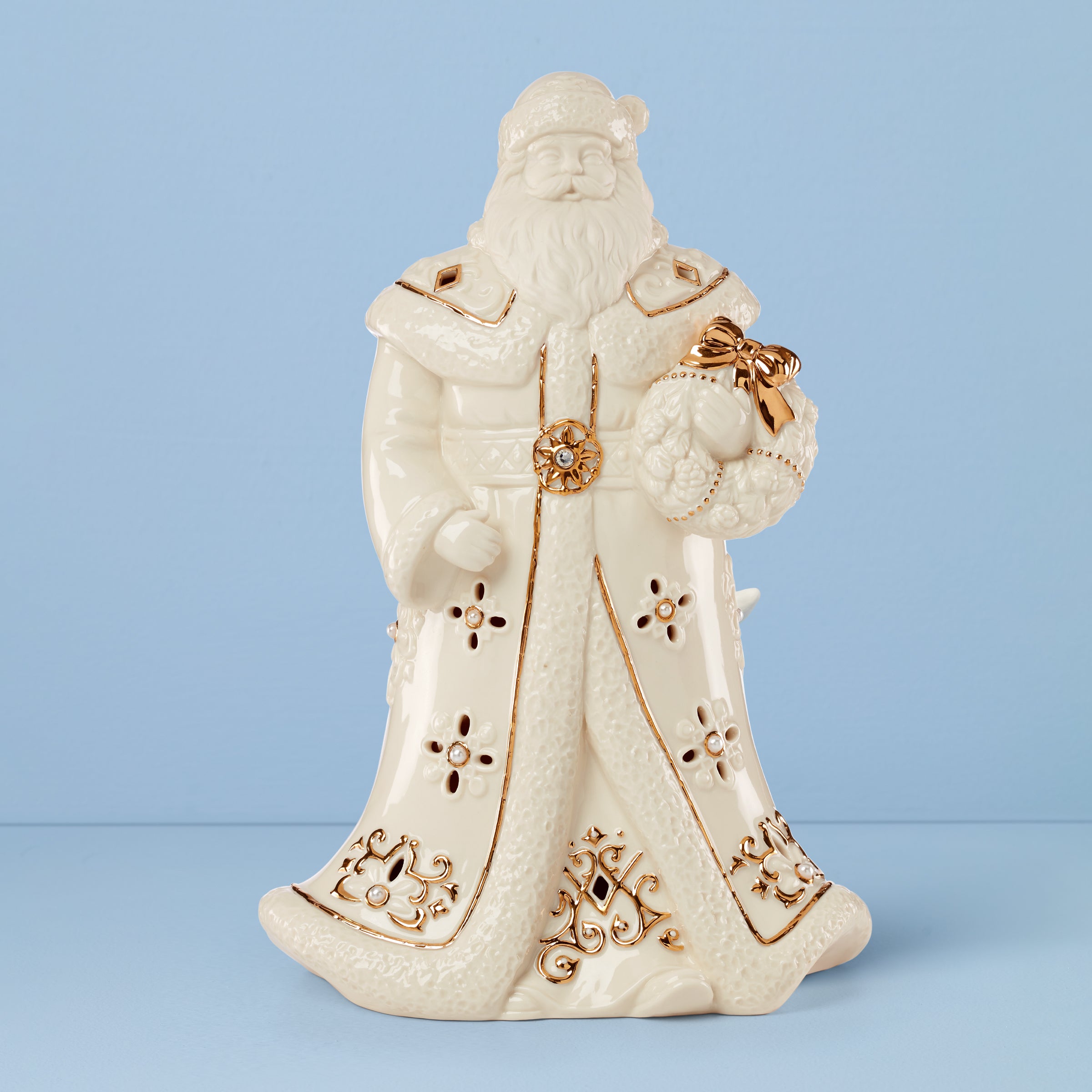 Florentine & Pearl Lit Santa Figurine