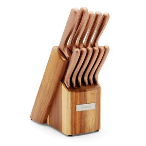 Rame Hammered Copper 12 Piece Cutlery Block Set