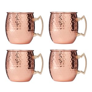 Hammered Copper Moscow Mule Mugs - Set Of 4