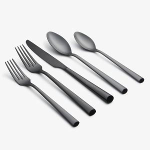 Gilda Black Satin 20 Piece Flatware Set