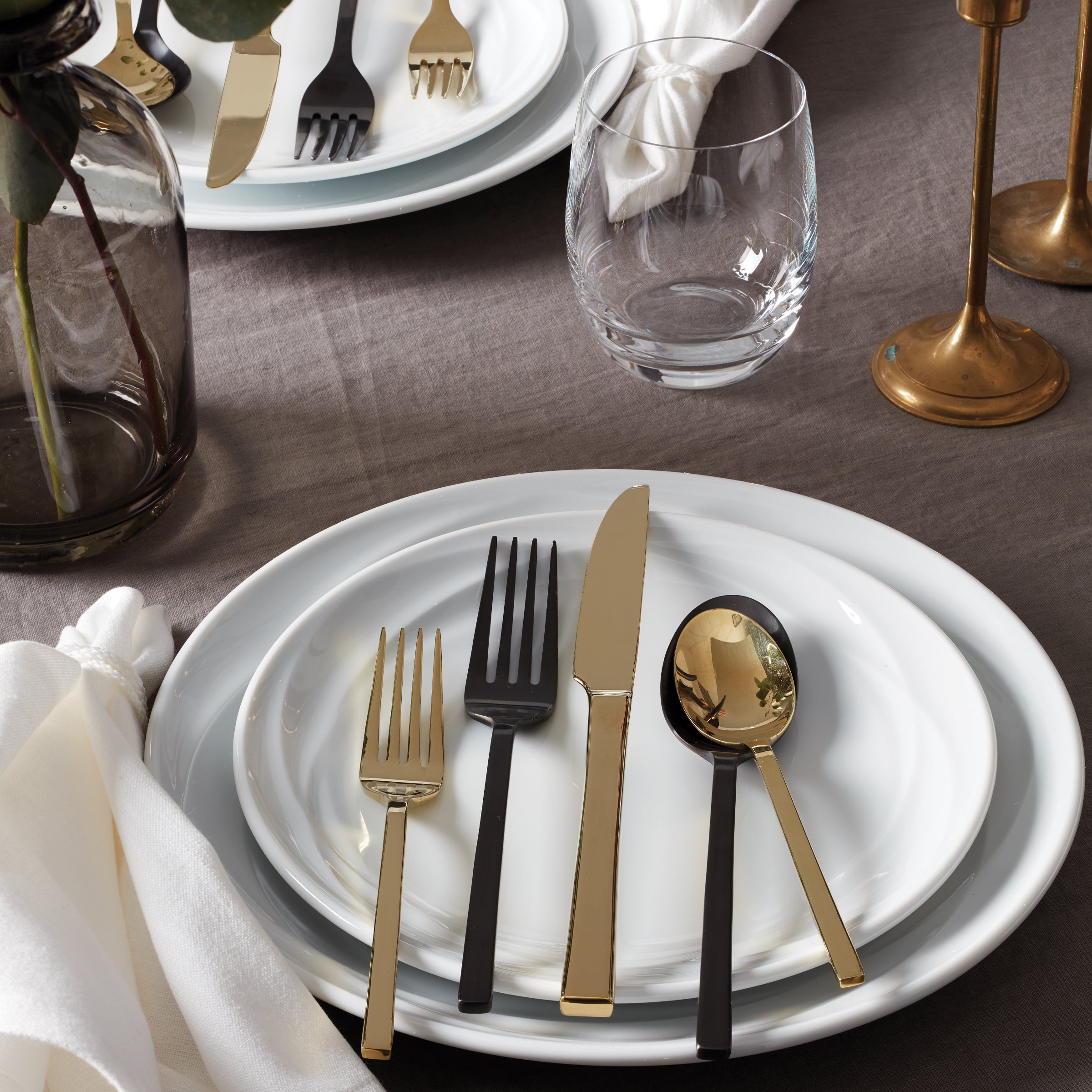 Allay Black Champagne 40 Piece Flatware Set - Image 2