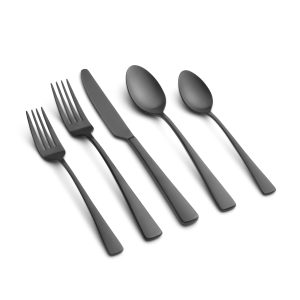 Cerys Black Satin 20 Piece Flatware Set