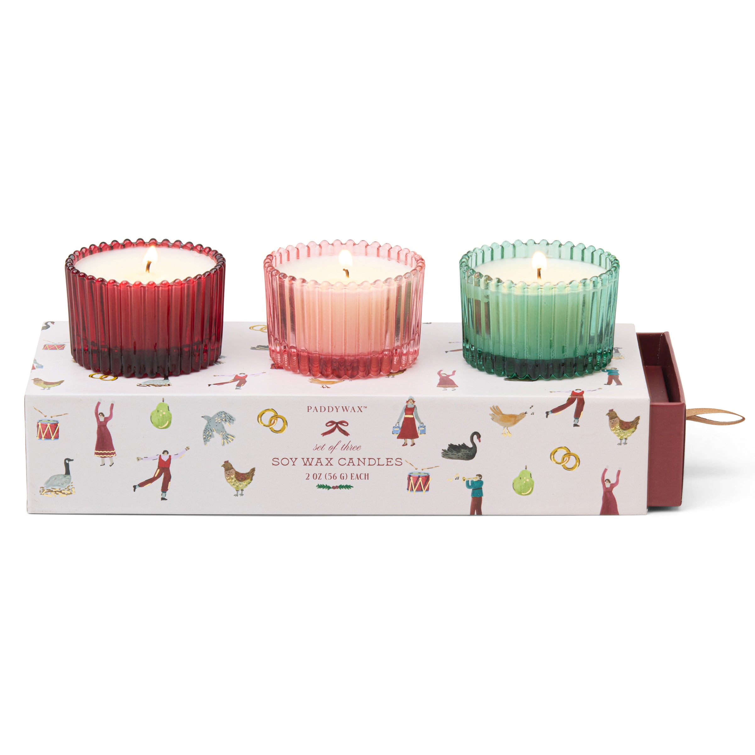 Holiday Soy Wax 2-oz Mini Candles. Gift-Boxed Set of 3