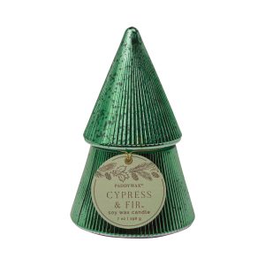 Green Mercury Glass 7-oz Soy Wax Tree Candle. Cypress & Fir