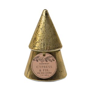 Gold Mercury Glass 7-oz Soy Wax Tree Candle. Cypress & Fir