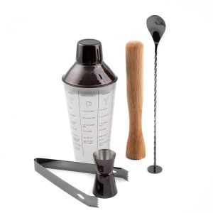 Black Mixology Shaker Tool Set 5 pc
