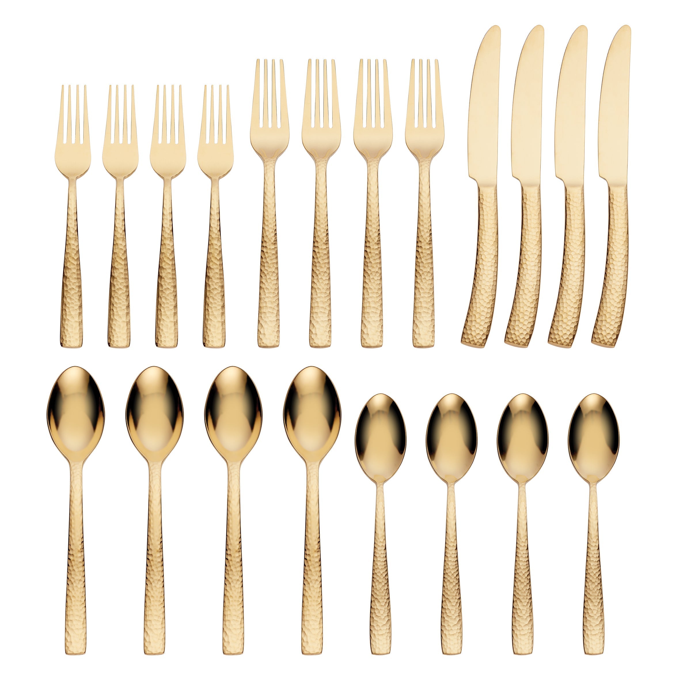 Paris Hammered Gold Titanium 20 Piece Flatware Set - Image 3