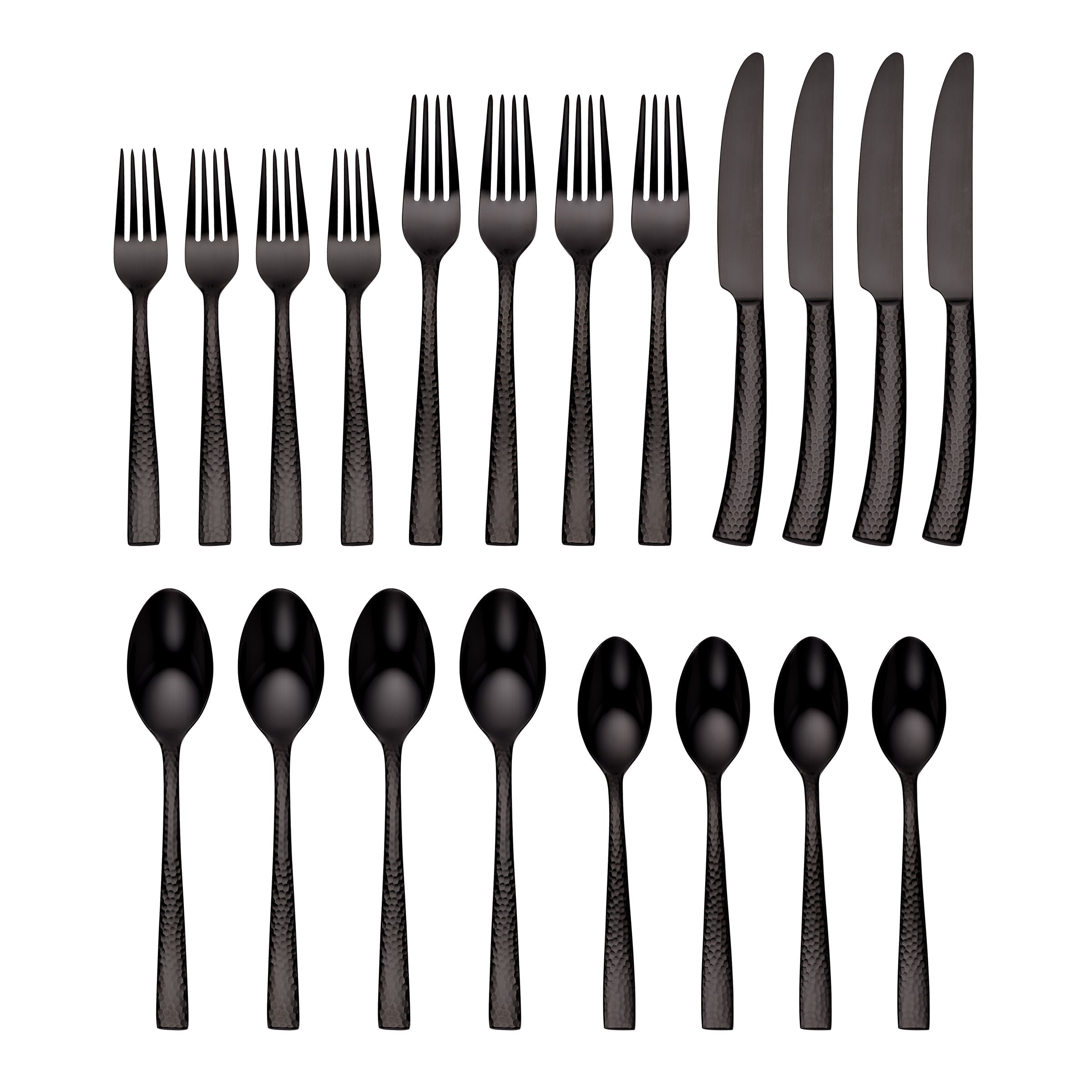Paris Hammered Gunmetal Titanium 20 Piece Flatware Set - Image 5