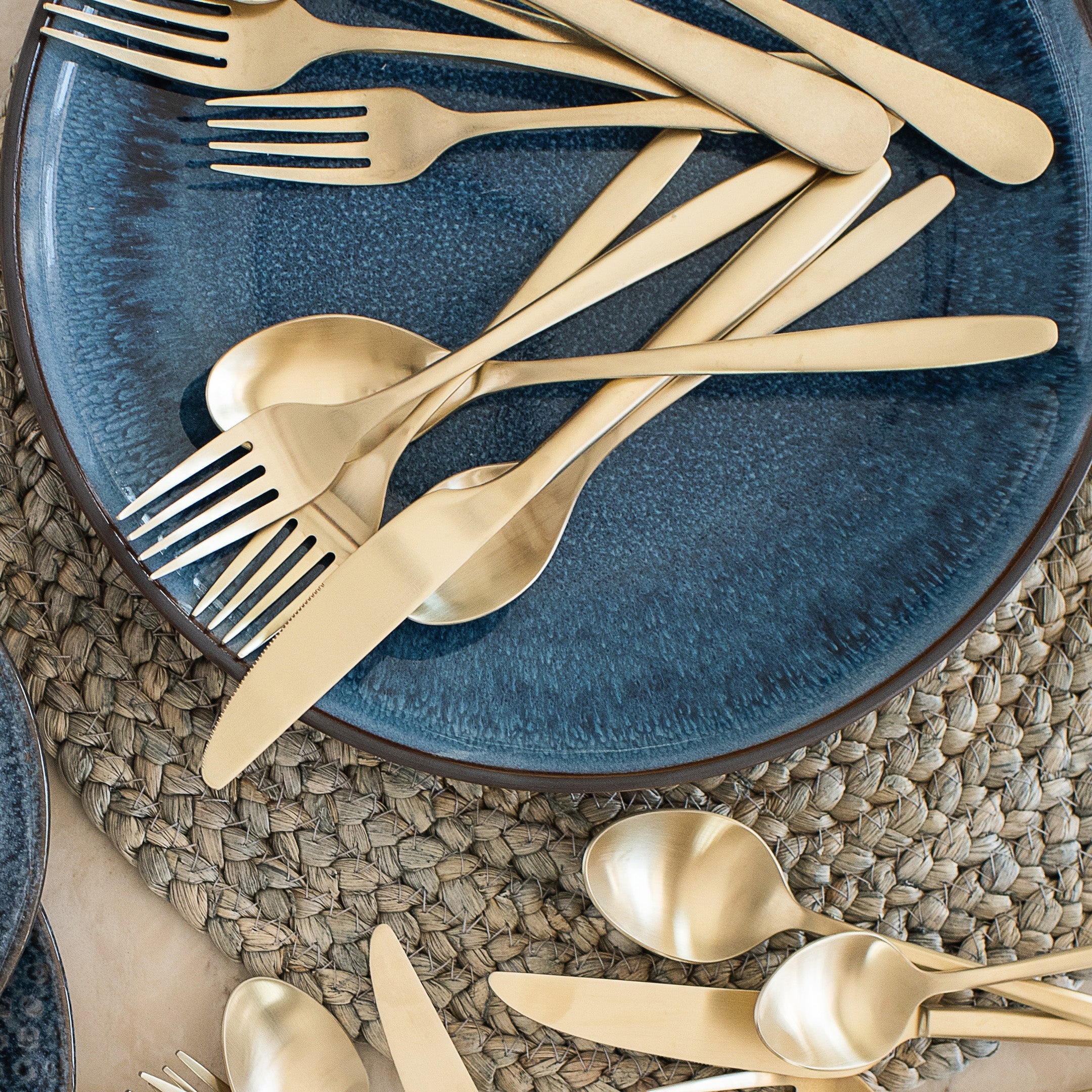 Averie Champagne Satin 20 Piece Flatware Set - Image 5