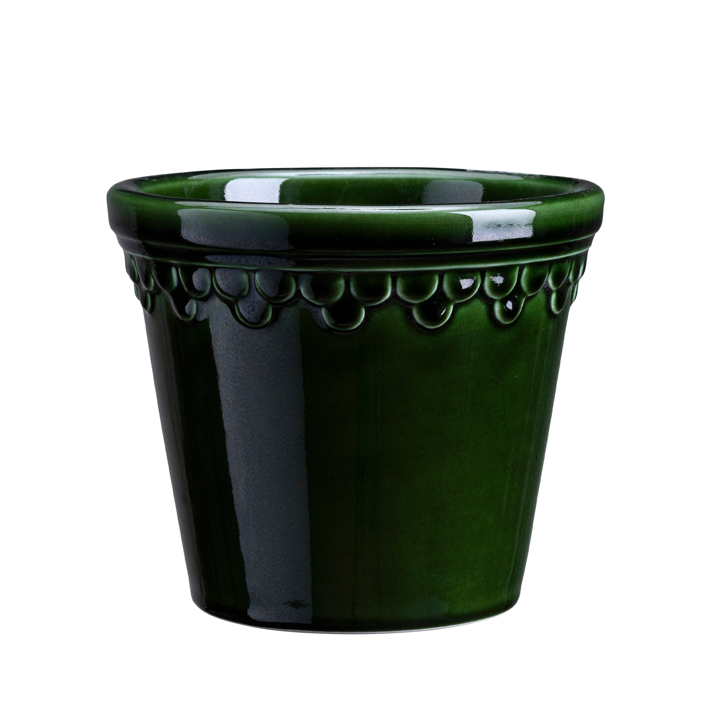 Kobenhavner Glazed Emerald Green 16cm Pot with Saucer - Image 2