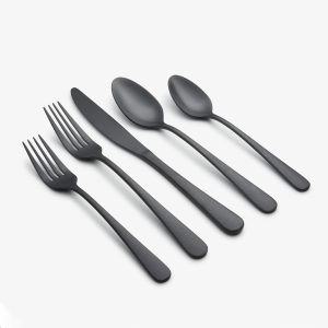 Keene Black Satin 20 Piece Flatware Set