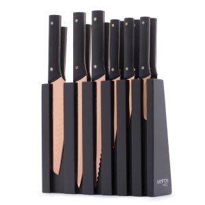 Knight 13 Piece Cutlery Block Set - Copper