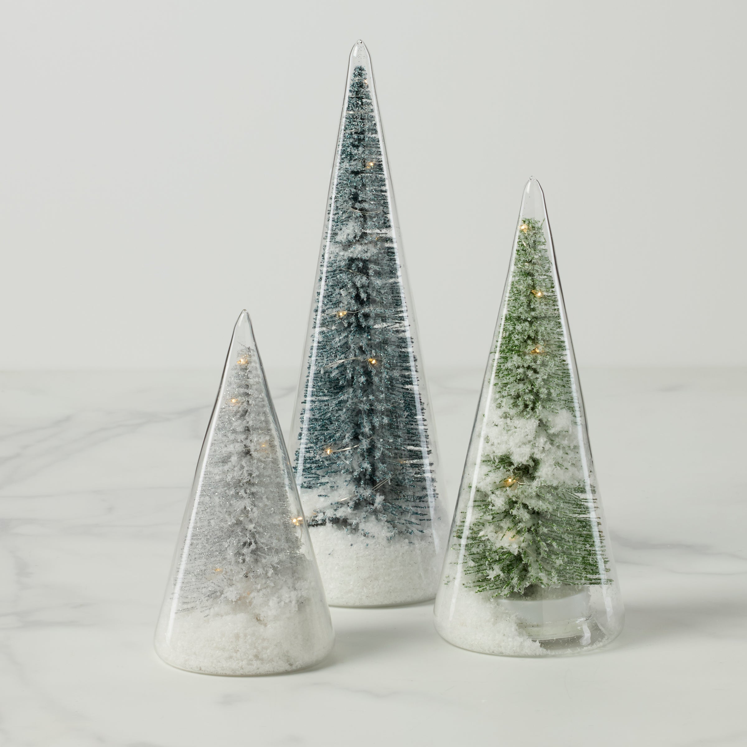 Lit Holiday Brush Trees 3-Piece Set - Image 2