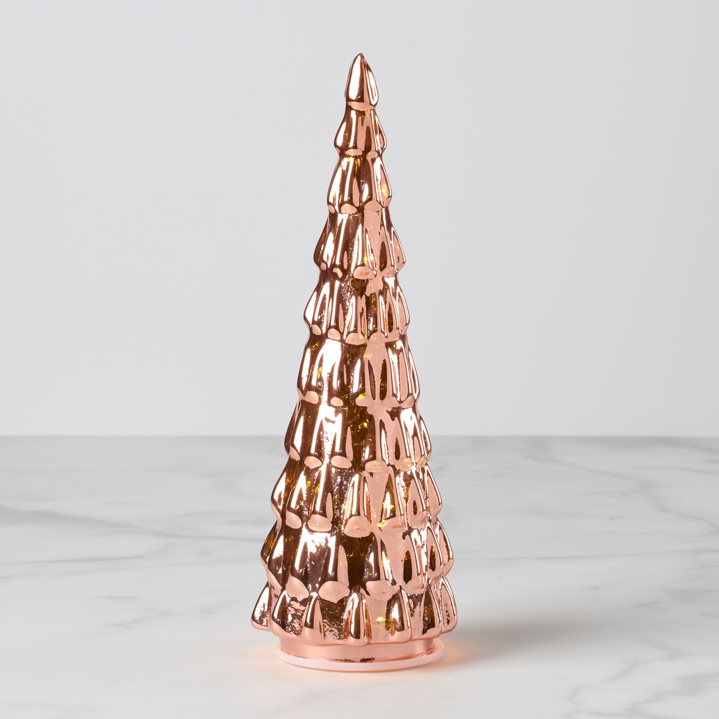 Led Lit Amber Glass Holiday Tree - Image 2
