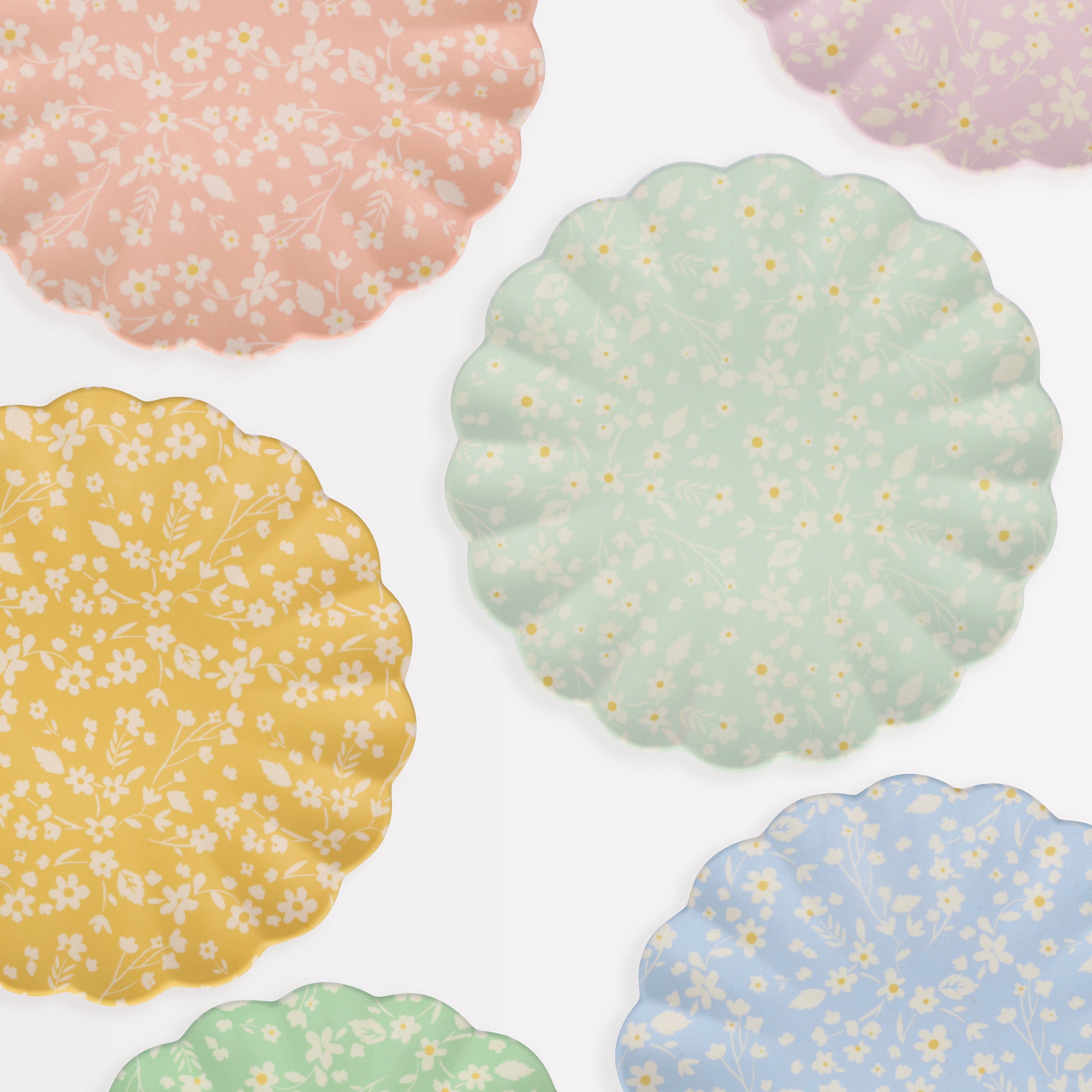 Floral Reusable Bamboo Large Plates. Set of 6 - Image 2