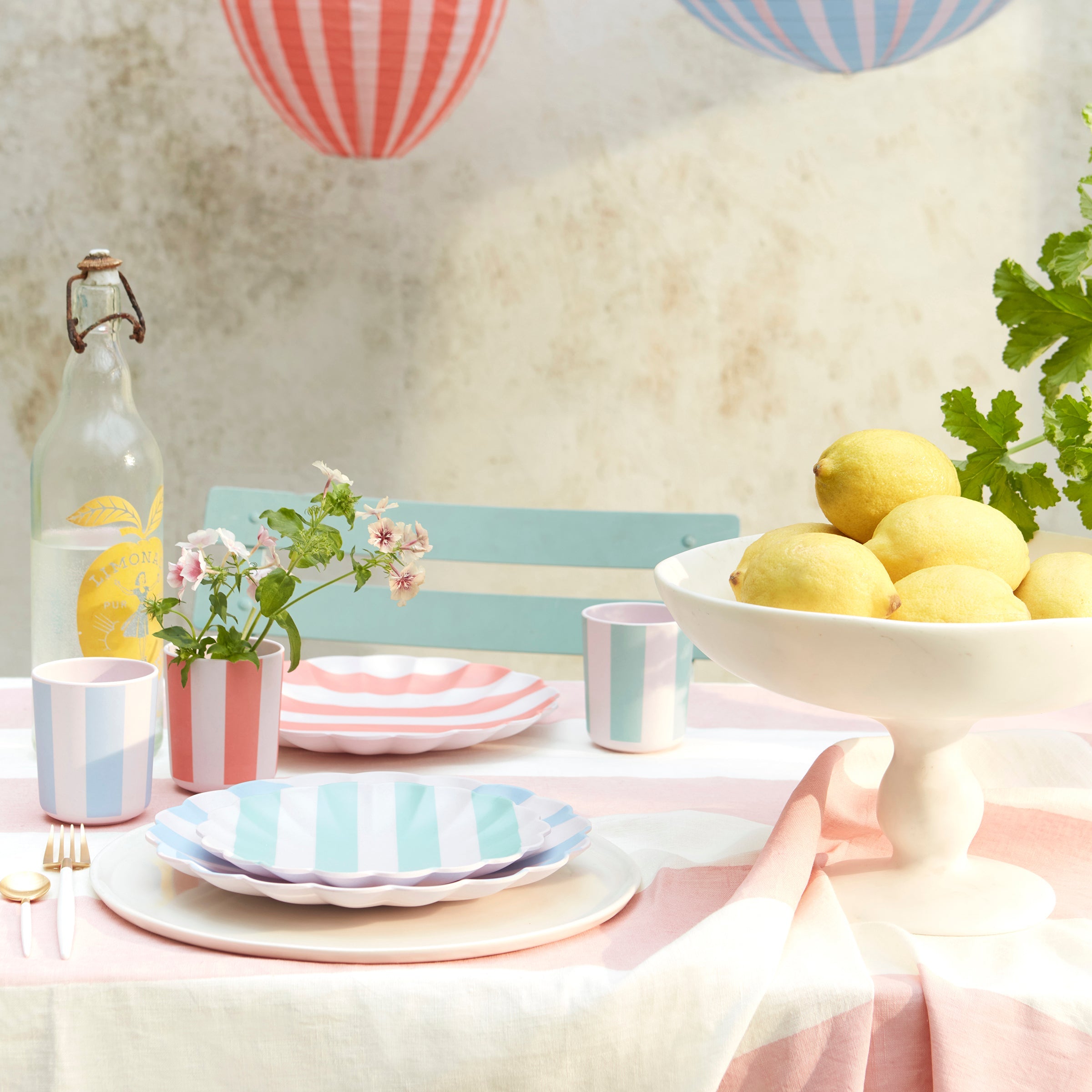 Stripy Reusable Bamboo Small Plates. Set of 6 - Image 6