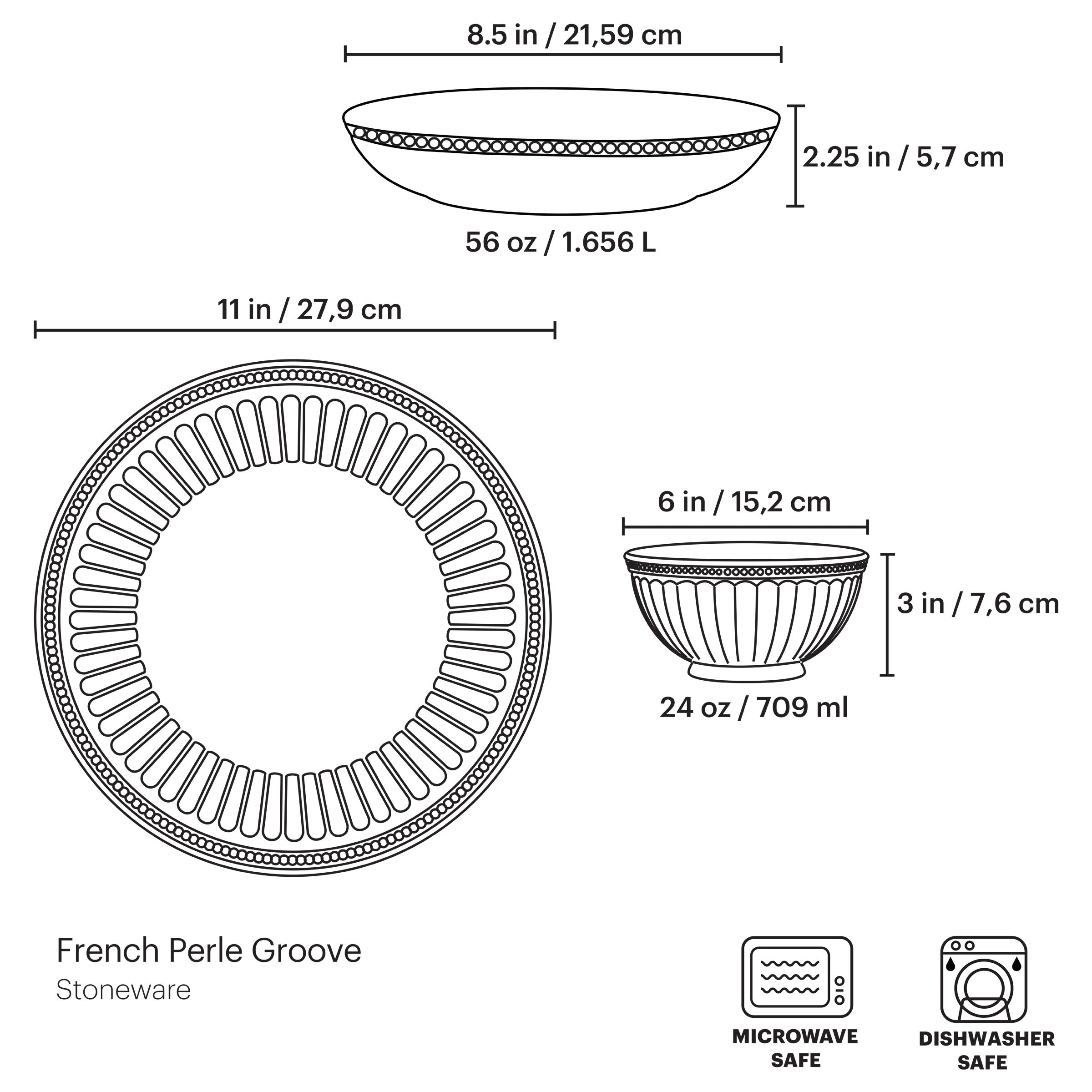 French Perle Groove 12-Piece Dinnerware Set - Image 2