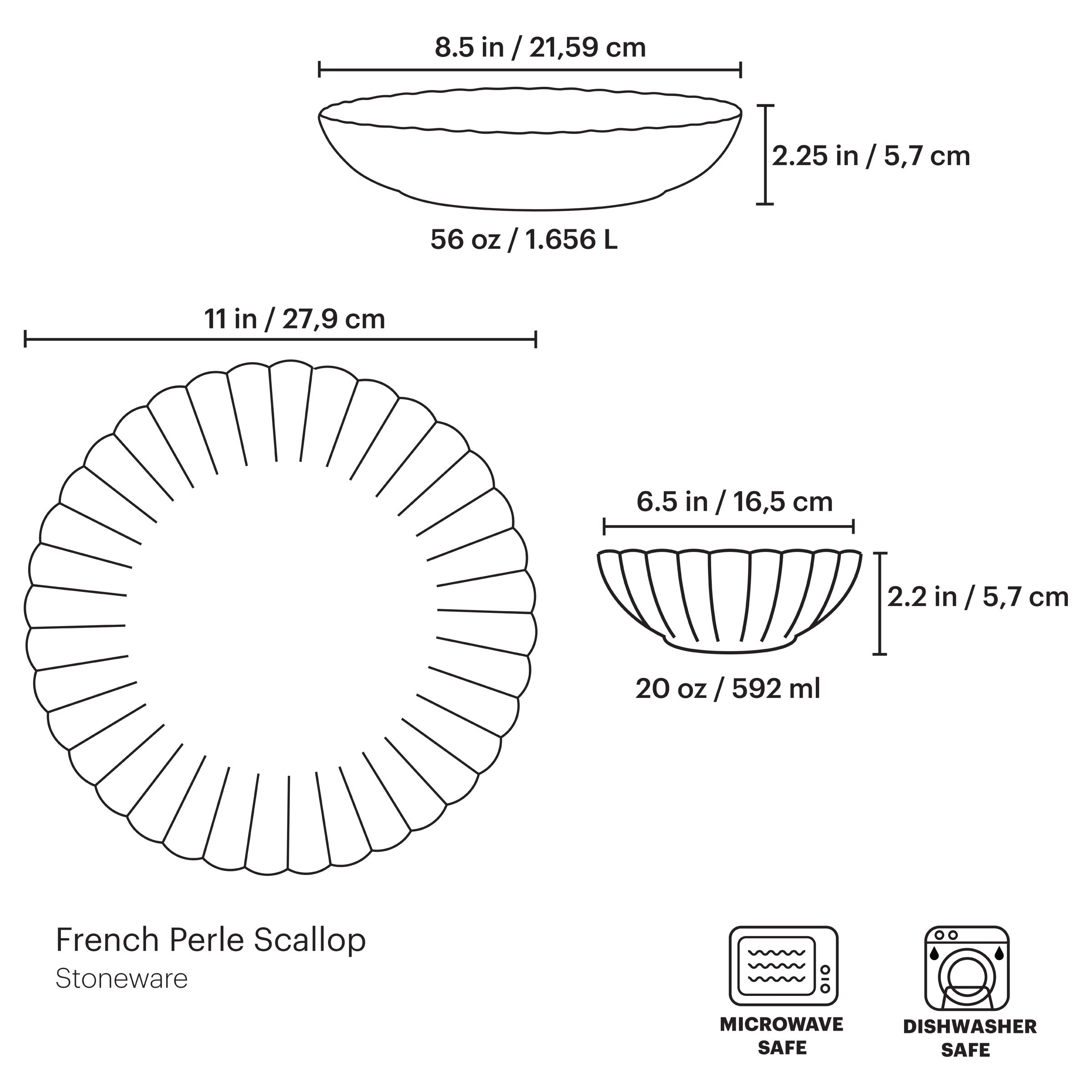 French Perle Scallop White 12-Piece Dinnerware Set - Image 10