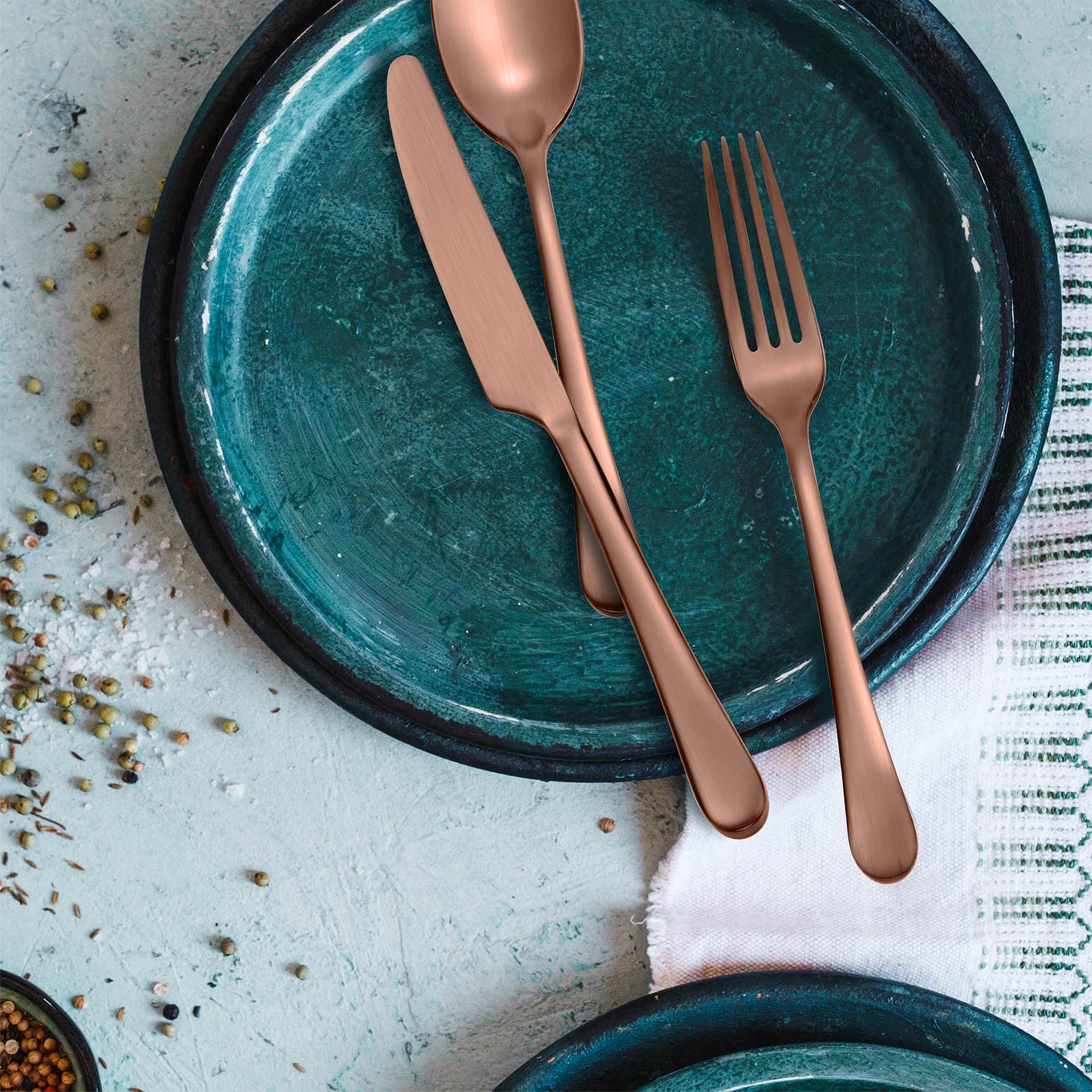 Mirabella Copper Titanium Satin 20 Piece Flatware Set - Image 2