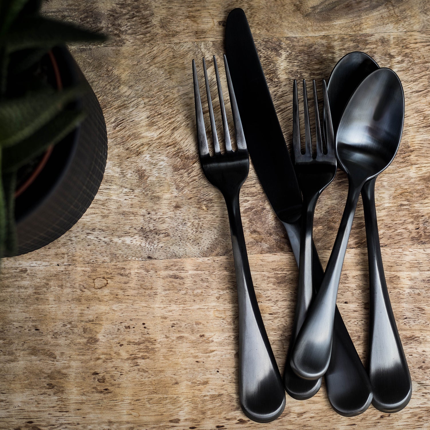 Eloquence Black Satin 20 Piece Flatware Set - Image 6