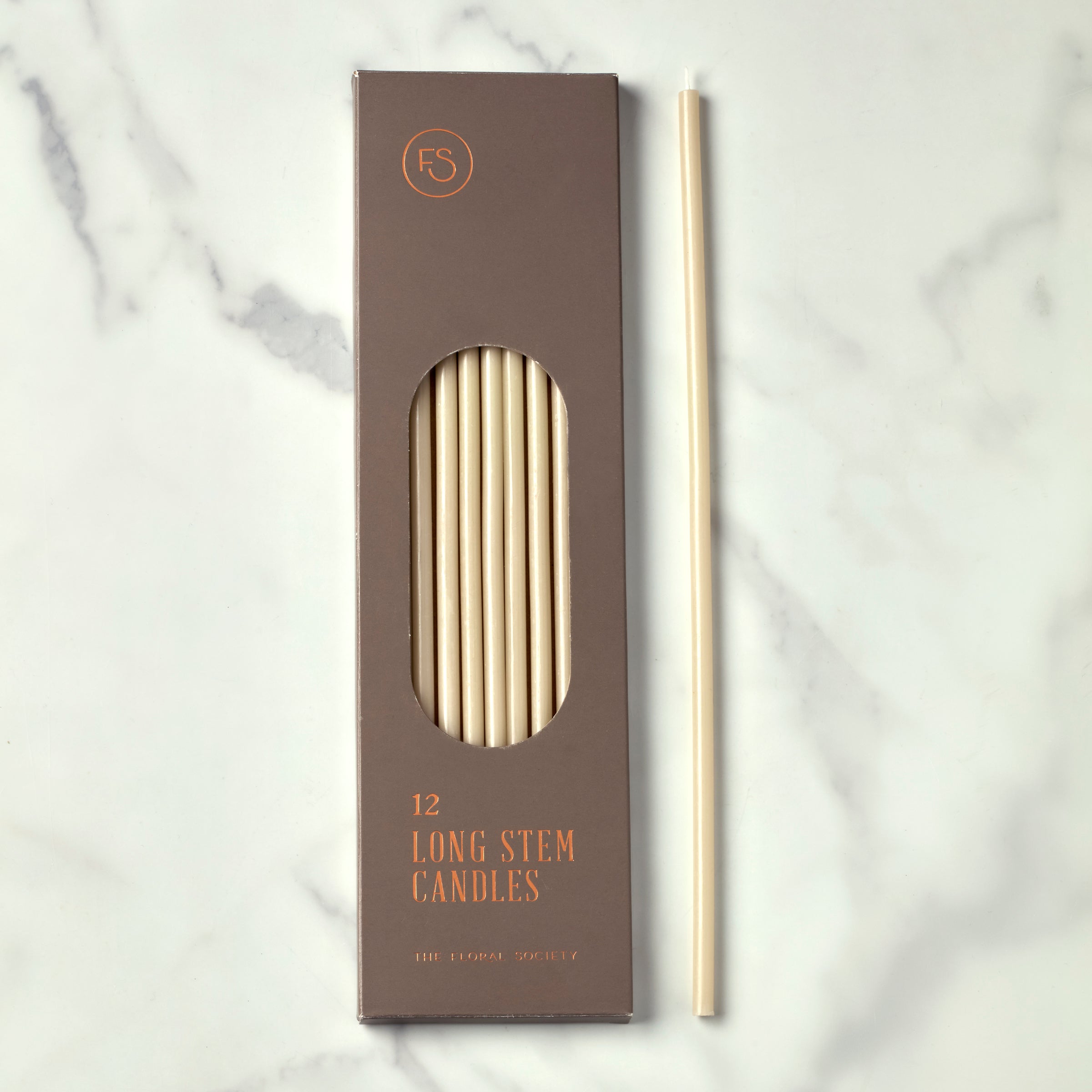 Long-Stem Candles Set Of 12 - Parchment