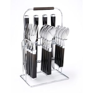 Temptation Black Charcoal Handle 16 Piece Flatware Set