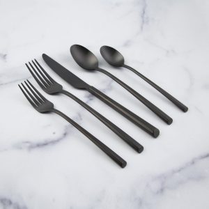 Isobel Black Satin 20 Piece Flatware Set