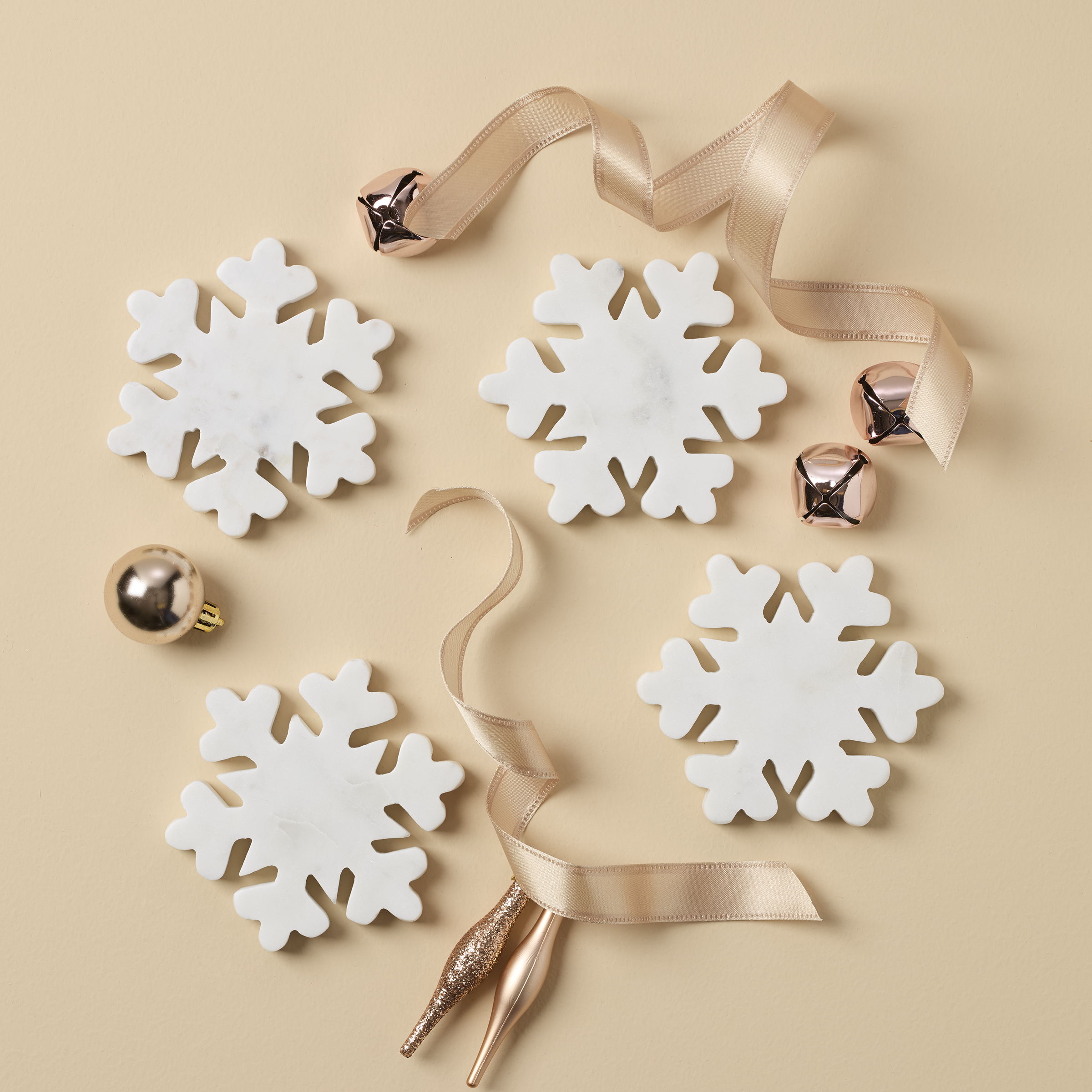 White Marble Snowflake Coasters - Image 2