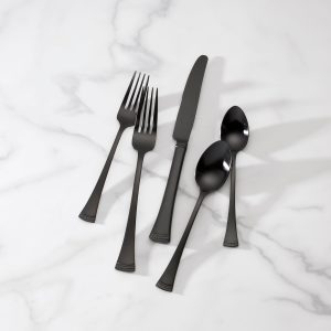 Portola Black Satin 20 Piece Flatware Set